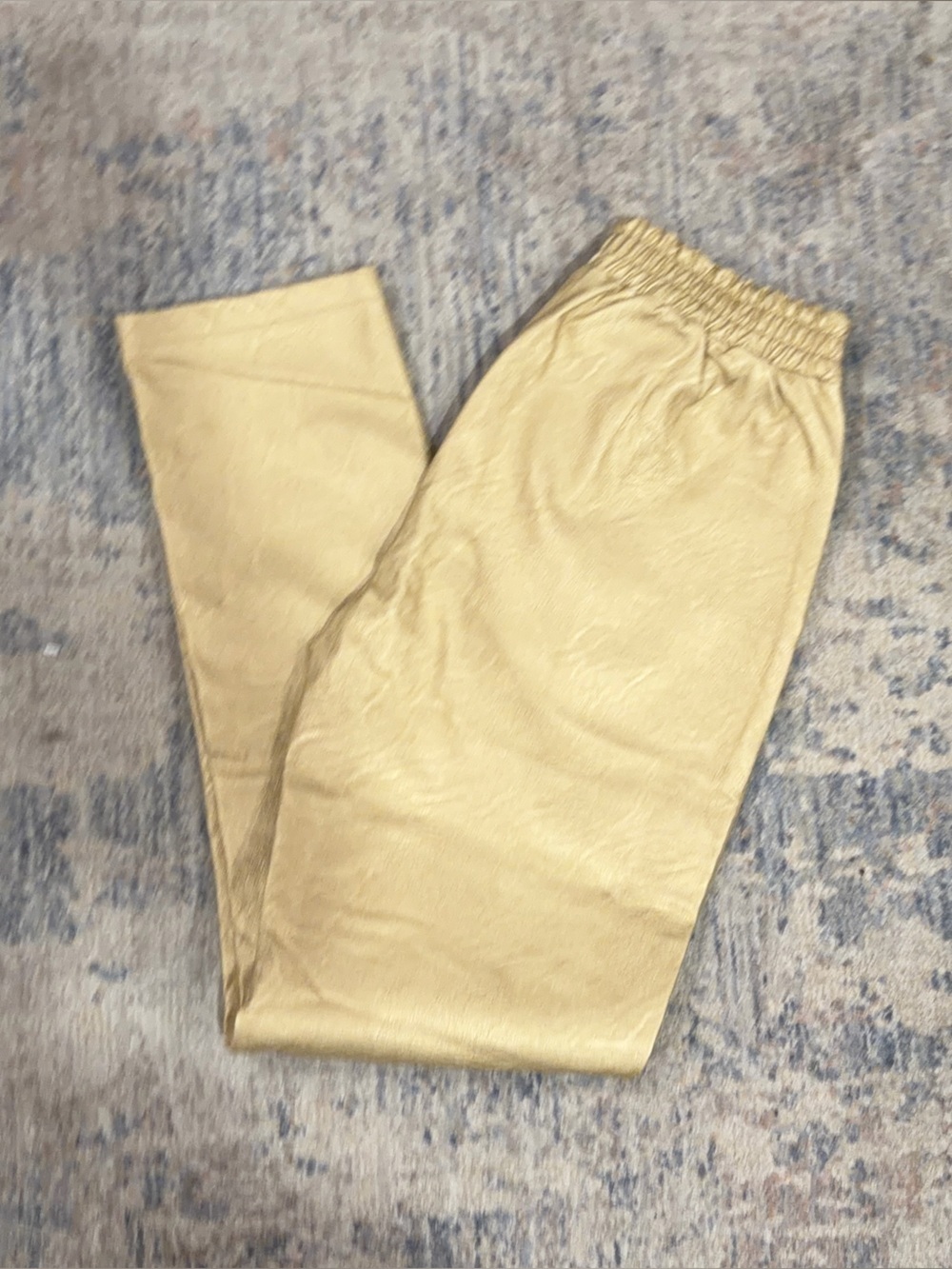 Patty Kim Elastic-Waist Metallic Gold Jogger Bottoms